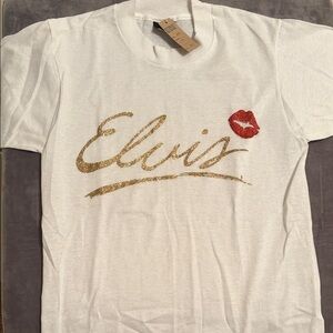 Elvis glitter kiss white tshirt size small
